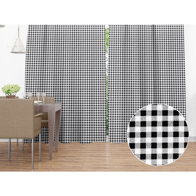 Biante Bavlnený záves Sandra SA-060 Čierno-biele kocky 140x170 cm