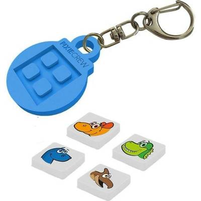 Prívesok na kľúče Pixie Crew dino 8cm modrý + pixely