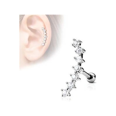 Šperky4U cartilage piercing do ucha čiré kamínky CP1031-C
