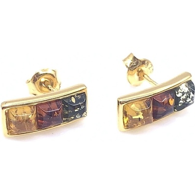 Jan Kos jewellery stříbrné náušnice s jantarem 12125265
