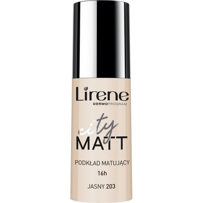 Lirene City Matt zmatňujúci fluidný make-up s vyhladzujúcim efektom 16 h Vitamin E&C 203 Light 30 ml