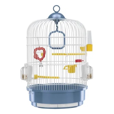 Ferplast - Cage Regina White - Оборудвана клетка за канарчета, екзотични и други птици, Ø 32, 5 x H 48, 5 см
