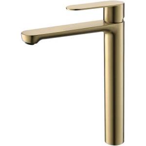 Inter Ceramic Стоящ смесител за умивалник Тренто ICF 111321 BRUSH GOLD, неръждаема стомана, мат злато, 30.4x21.6см (111321 BRUSH GOLD)
