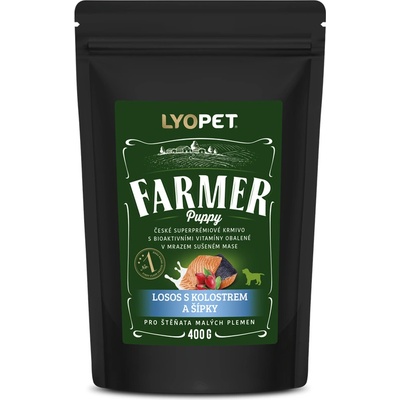 Lyopet Farmer Puppy MINI Losos s kolostrem a šípky 0,4 kg