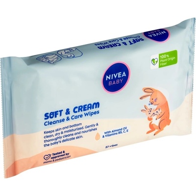 Nivea Baby čistiace a ošetrujúce obrúsky Soft & Cream 57 ks
