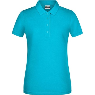 James & Nicholson JN 8009 Dámske piqué polo z bio bavlny modrá Turquoise