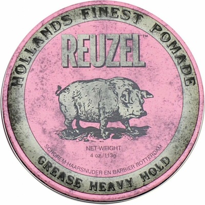 REUZEL Styling Pink Pomade Grease Heavy Hold pomáda na vlasy so stredným spevnením a leskom 113g pre mužov