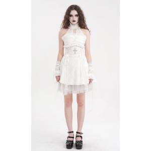 Devil fashion дамска рокля DEVIL FASHION - White Gothic Sexy Cut Out - SKT21902