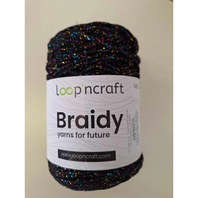 Loop'ncraft Braidy lurex - 25-01 černá s barevným lurexem