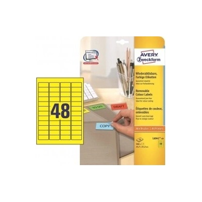 Etikety Avery odnímateľné 45,7x21,2 mm, žlté
