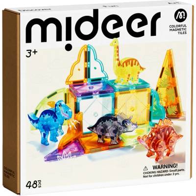 Mideer Farebná magnetická stavebnica Dinosaury 48 ks