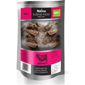 Nativia Sušené hovädzie mäso pochúťka pre psy 400 g