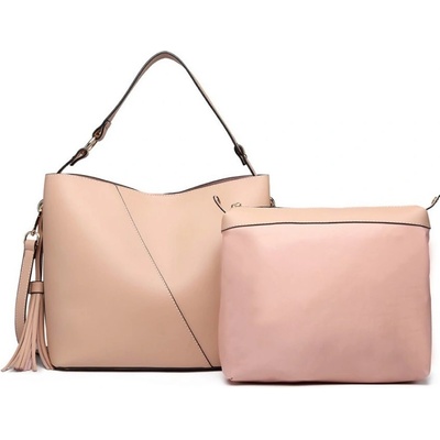 Miss Lulu hobo kabelka se střapcem a pouzdrem 6862 růžová