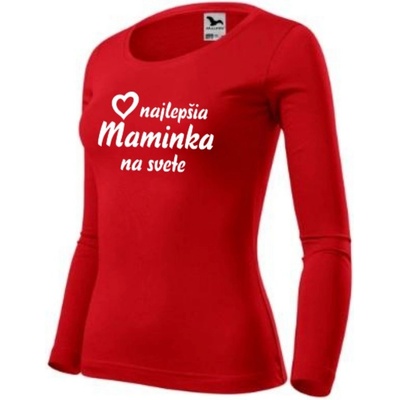 Vtipné triko dámske dlhý rukáv mama Červená