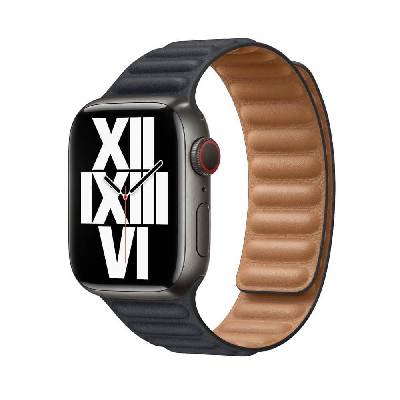 Leather Link Band M/L - оригинална кожена каишка от естествена кожа за Apple Watch 38мм, 40мм, 41мм, 42мм (черен)