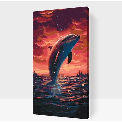 Vymalujsisam.cz Malování podle čísel Delfín při západu slunce