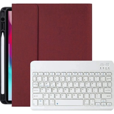 AppleKing puzdro s bielou klávesnicou a priestorom na Apple Pencil pre iPad Pro 11" (2018-2022) - Vínové