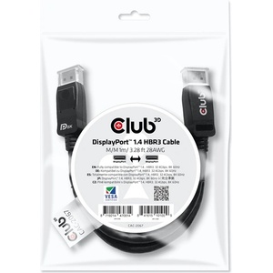 Club 3D кабел - CAC-2067 (DisplayPort 1.4, HBR3, 8K60Hz, 1m, M/M, VESA сертифициран) (CAC-2067)