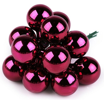 Stoklasa Vánoční skleněná baňka na drátku Ø2 cm - mat a lesk Balení: 12 ks, Varianta: 15 pink lesk 15 pink lesk