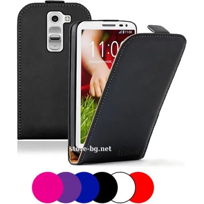 LG G2 Mini Flip2 Кожен Калъф + Протектор