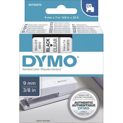 dymo 9 mm x 7 m, průhledná-černá 320415