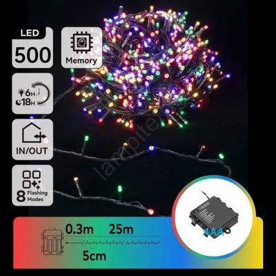 Aigostar - LED външен коледен гирлянд 500xLED/8 функции 4xAA 25, 3 m многоцветен (AI2338)