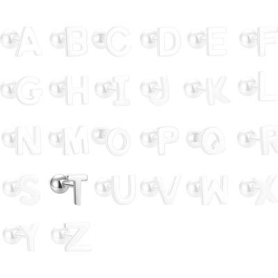 Majya stříbrné náušnice PÍSMENO T 10419