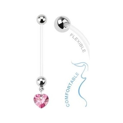 Šperky4U těhotenský piercing do pupíku srdíčko WP01080-P