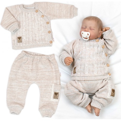 Pletený svetrík a nohavice s vreckom Hand Made 2D Nature lux béžový melírok