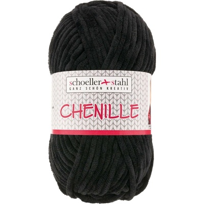 Schoeller+Stahl CHENILLE - 100% polyester - Ručně pletací příze - žinylka Barva: 15 schwarz
