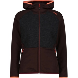 CMP Дамско поларено яке CMP Women's Jacket Fix Hood 36M1886 Wool jacket - Carbone Melange / Black Berry - размер 46 (EU) (105-7518-0117)