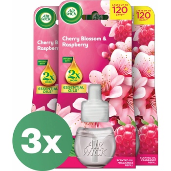 Air Wick Náplň do elektrického osviežovača vzduchu Cherry Blossom a Raspberry 3 x 19 ml
