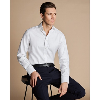 Charles Tyrwhitt Spread Collar Non-Iron Herringbone Shirt - Classic fit | 43 | 89 (Стандартен) Официална риза, която не се глади, с отворена яка Официални