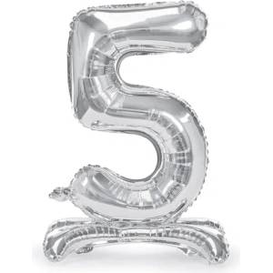 PartyDeco Свободностоящ балон от фолио 5 сребрист 70 см