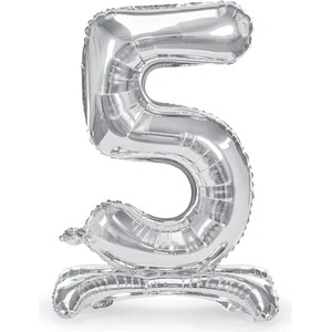 PartyDeco Свободностоящ балон от фолио 5 сребрист 70 см