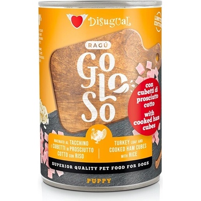 Disugual Dog Puppy Gurmánské ragú Krůtí mäso šunka a ryža 400 g