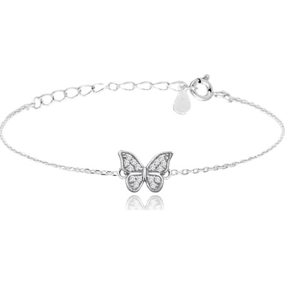 MINET 2271 Stříbrný náramek motýl se zirkony