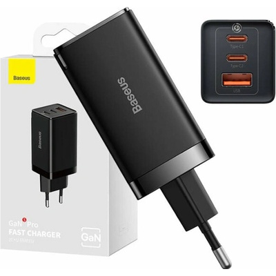 BASEUS GaN5 Pro rýchlonabíjací adaptér 2x USB-C + USB-A 65W CCGP120201, čierna