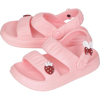 Дамски джапанки в розово с ягодки и панделка