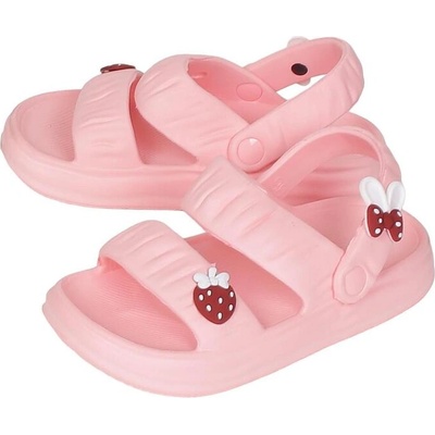 Дамски джапанки в розово с ягодки и панделка