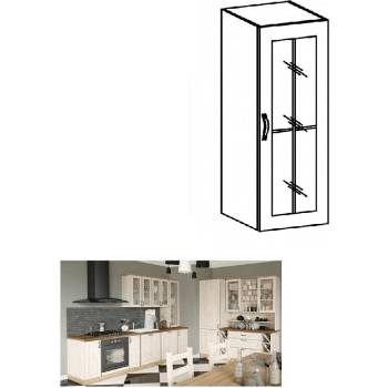 Горен висок шкаф с витрина Royal W40S бяло и северен бор