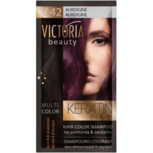 Victoria Beauty Оцветяващ шампоан с кератин - Патладжан (v42), 4-8 измивания