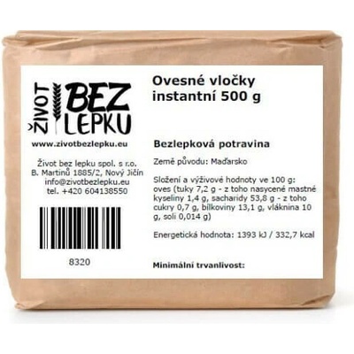Život bez lepku Ovsené vločky instantné 500 g