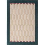 Flair Rugs Ръчно изработен вълнен килим в естествен цвят/тюркоазен 120x170 cm Apex Border Wool - Flair Rugs (503119382707)