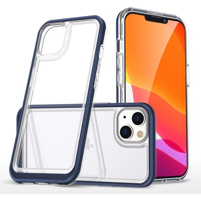 HQWear Прозрачен кейс 3в1 за iPhone 13 mini с гел рамка, син (9145576242469)