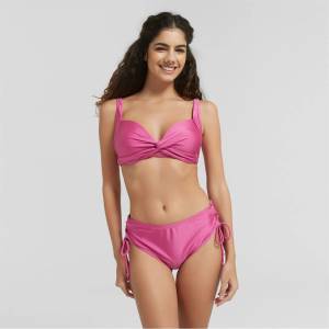 Be You Бикини Be You Women's BY Shimmer Lattice Side Swimwear Bikini Brief - Raspberry