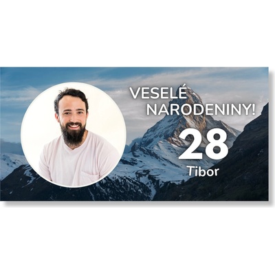 Personal Narodeninový banner s fotkou - Hory Rozmer banner: 130 x 65 cm
