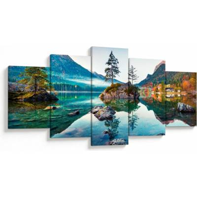 Obraz - Jezero Hintersee, Bavorské Alpy, Rakousko, pětidílný 150x80 cm – Hledejceny.cz