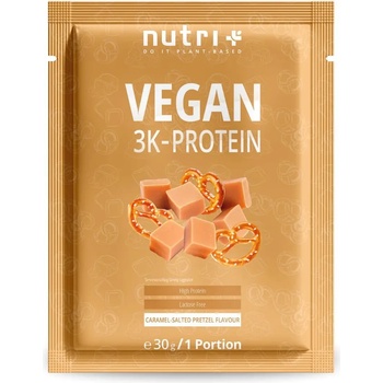 nutri + Пробен размер на вегански 3K протеин на прах - Caramel Salted Pretzel