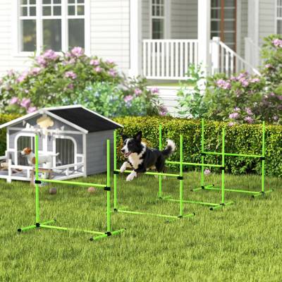 PawHut Výškově nastavitelné agility vybavení pro výcvik psů zelené